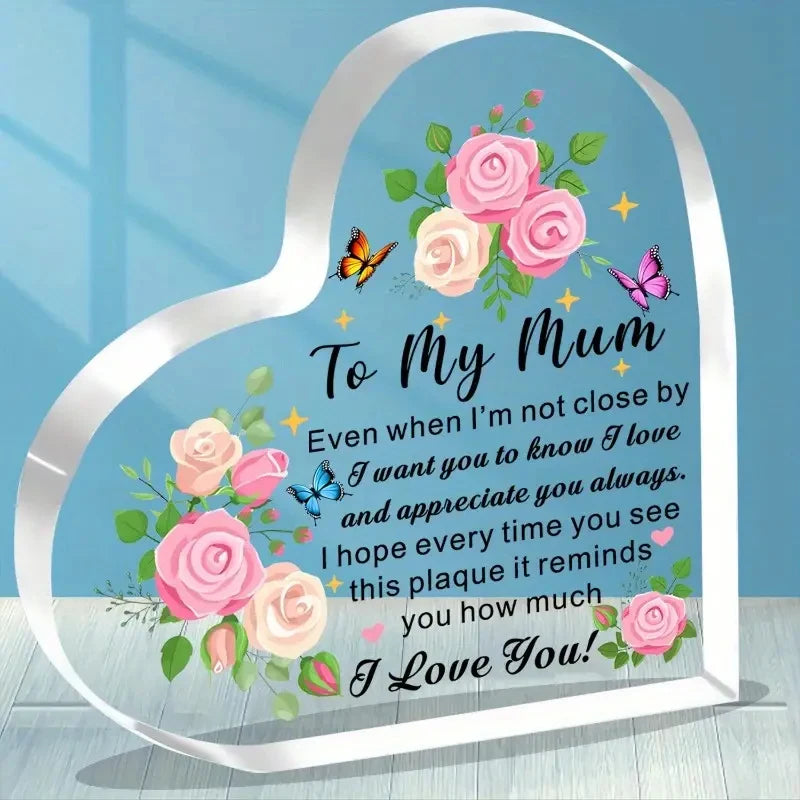 Heart-Shaped Acrylic Plaque - Gift for Mom