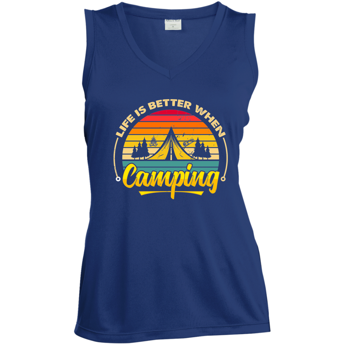 Ladies' Sleeveless V-Neck Performance Tee_camping