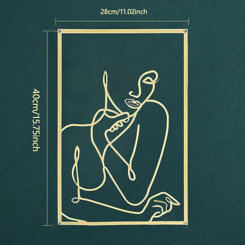 Minimalist Woman Line Art - Metal Hanging