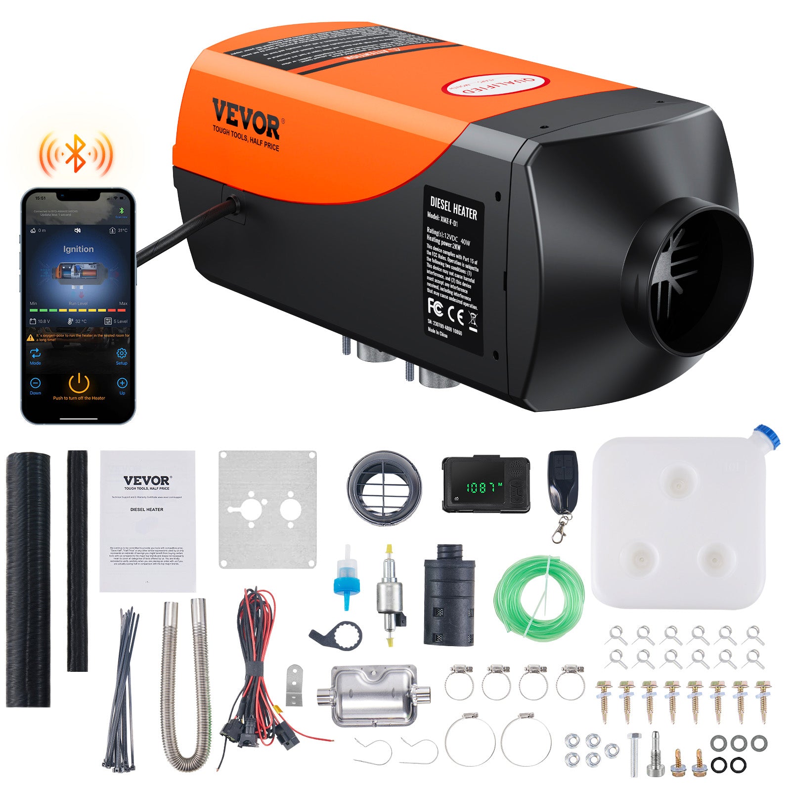 12V Diesel Air Heater with Bluetooth Control