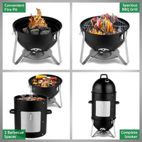 3-Layer Charcoal Smoker Grill for Outdoor BBQ Cooking