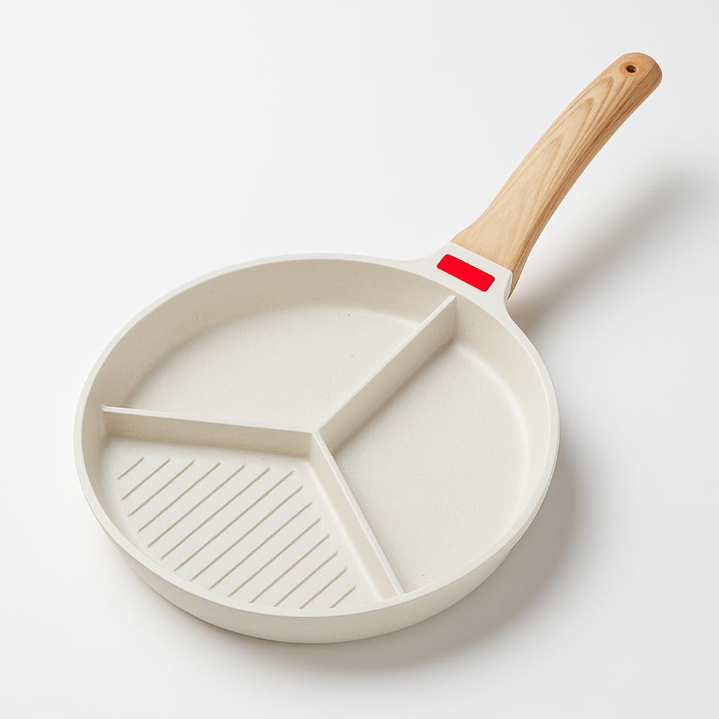 3-Cup Nonstick Omelette Pan – Divided Breakfast Frying Pan with Heat Resistant Handle