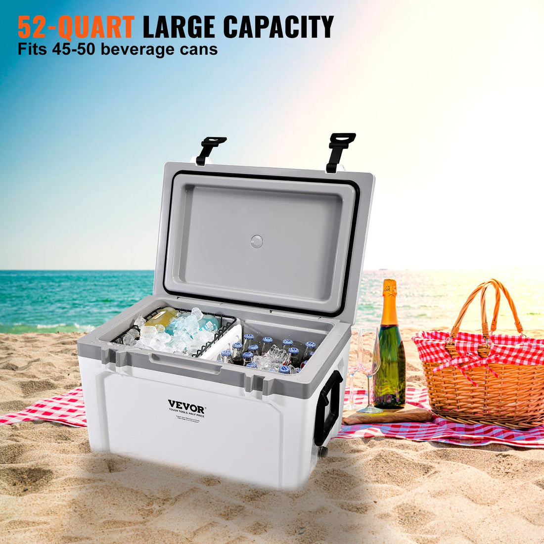 52QT Insulated Cooler Box – Heavy-Duty Cooling for Camping, Beach & Outdoor Adventures