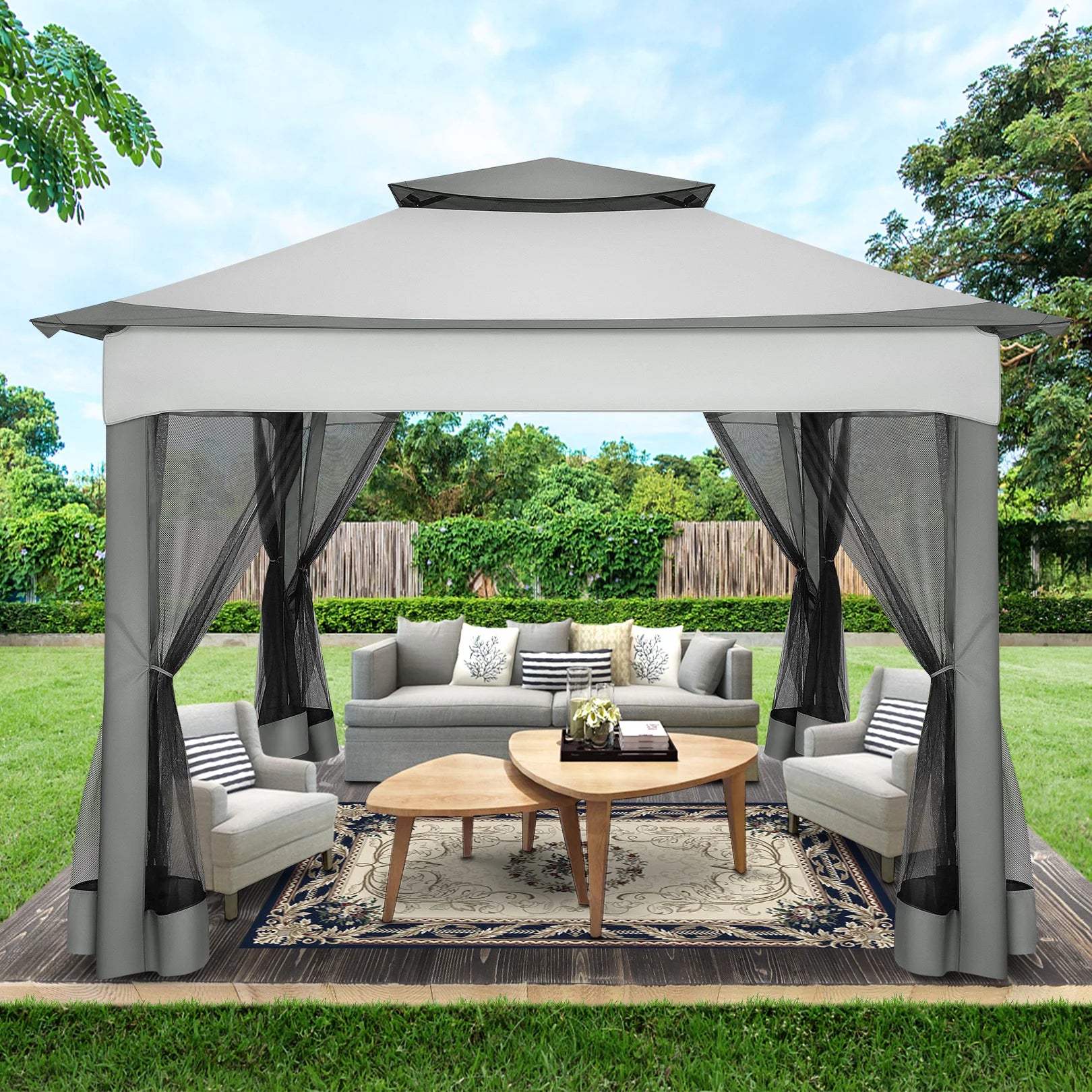 11x11 Pop Up Gazebo Tent with Mosquito Net & Canopy