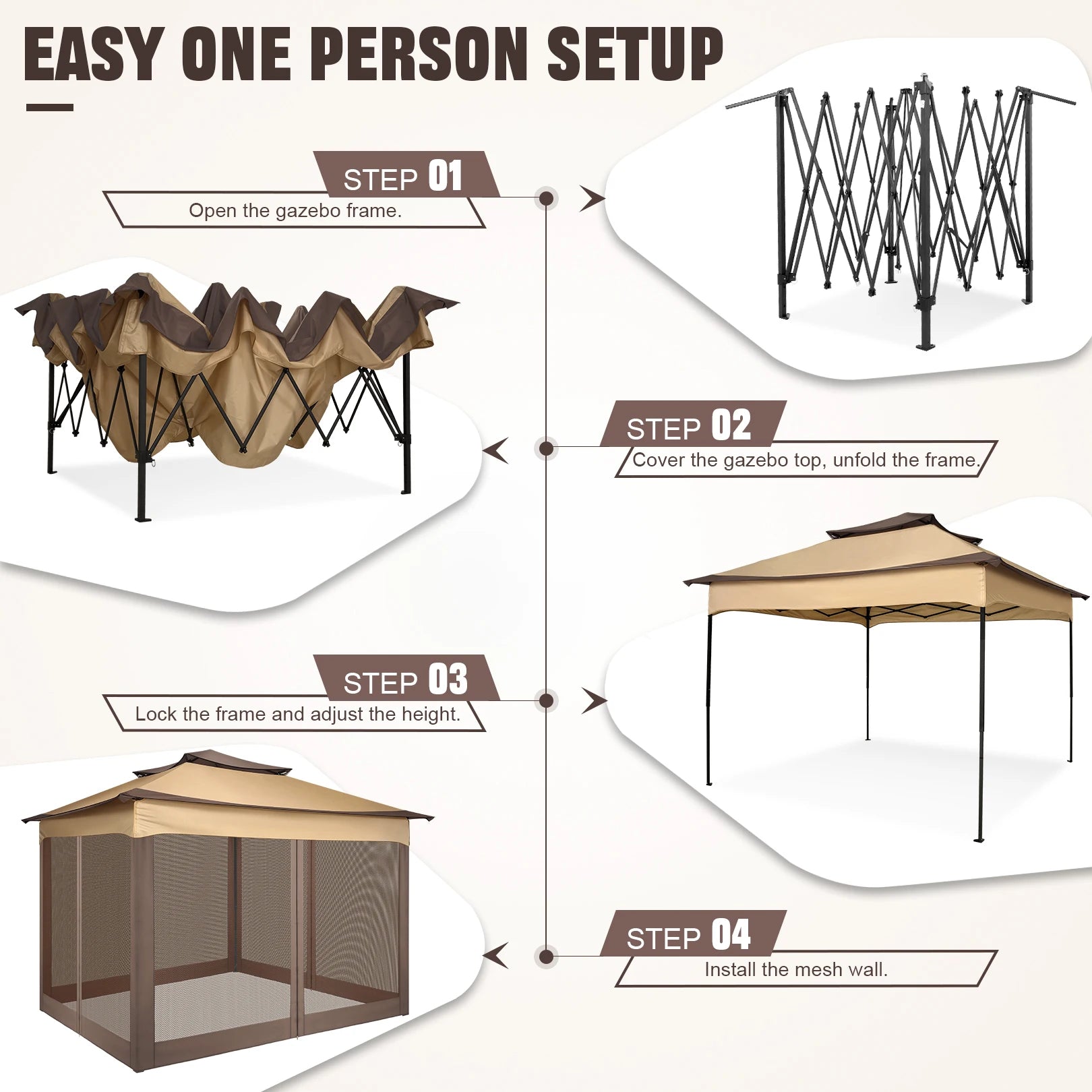 11x11 Pop Up Gazebo Tent with Mosquito Net & Canopy