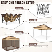 11x11 Pop Up Gazebo Tent with Mosquito Net & Canopy