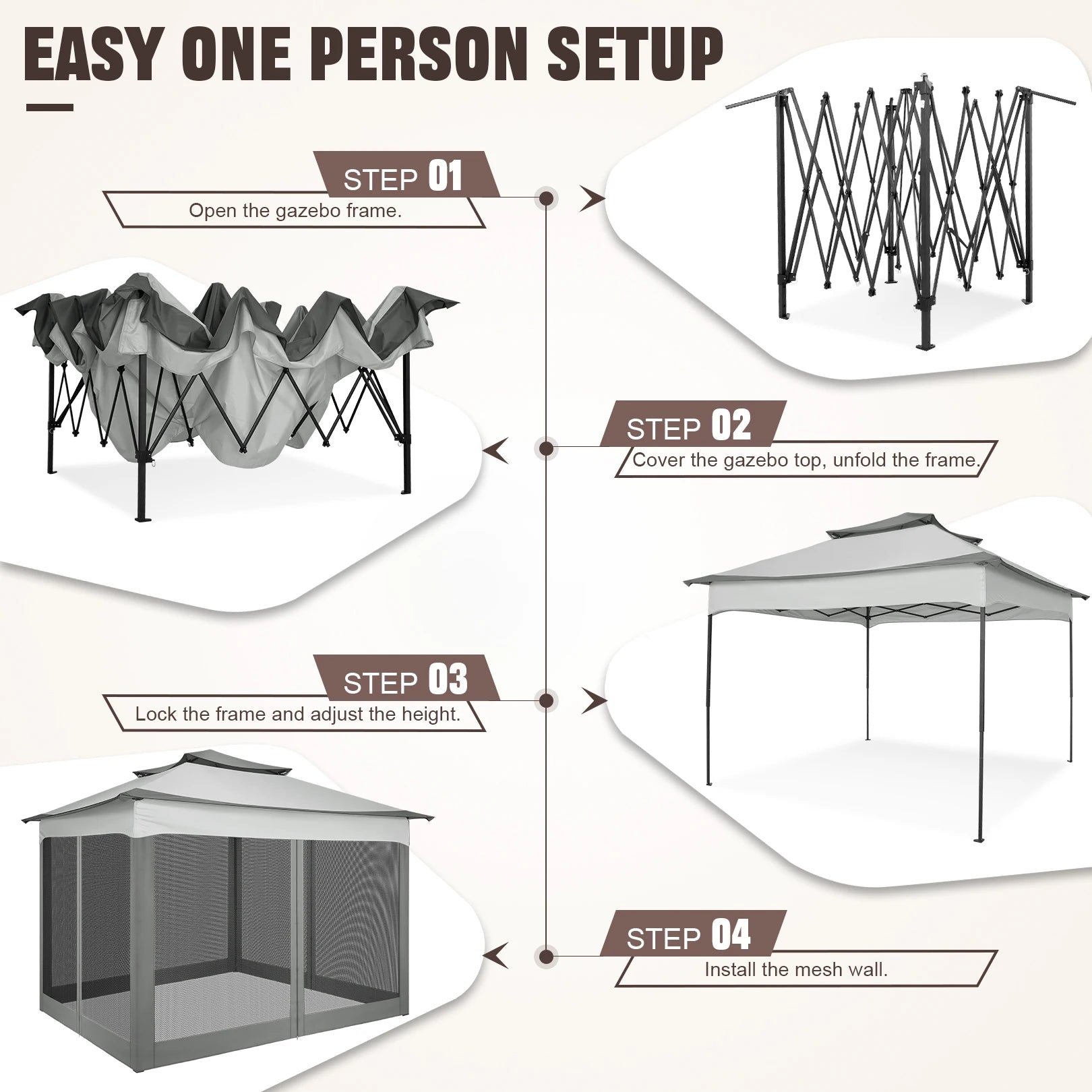 11x11 Pop Up Gazebo Tent with Mosquito Net & Canopy