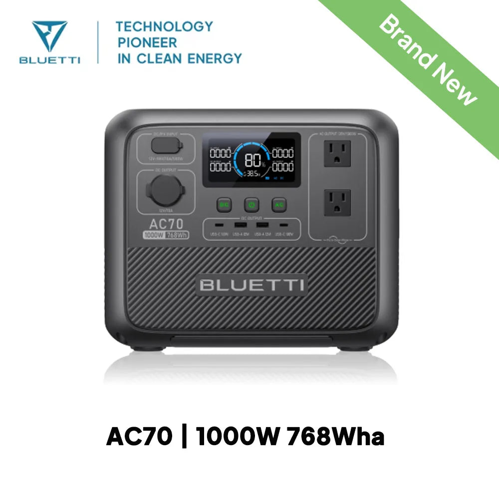 BLUETTI AC70 Portable Power Station | 1000W 768Wh, Generator for Road Trip, Off-grid, Power Outage