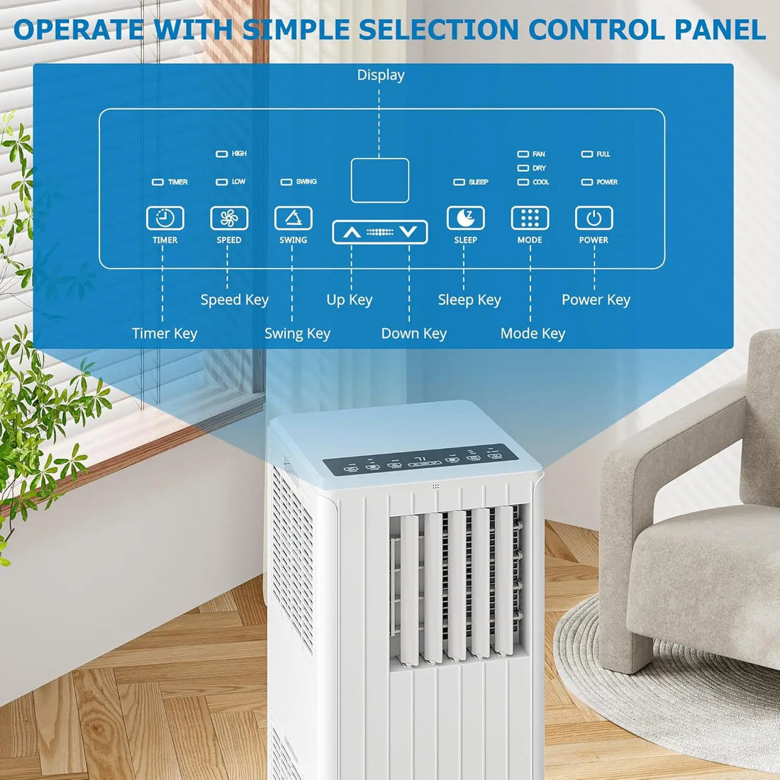 8,000 BTU Portable Air Conditioner – Remote Control AC Unit for Rooms up to 350 Sq. Ft.