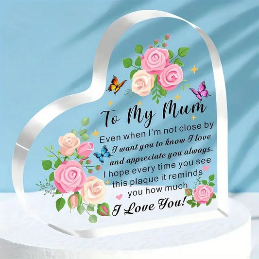 Heart-Shaped Acrylic Plaque - Gift for Mom