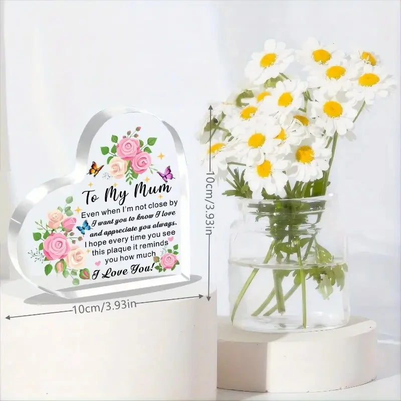 Heart-Shaped Acrylic Plaque - Gift for Mom