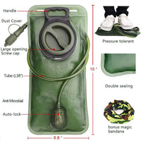 2L Hydration Bladder for Hiking – Leak-Proof Water Reservoir Military Green