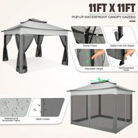11x11 Pop Up Gazebo Tent with Mosquito Net & Canopy