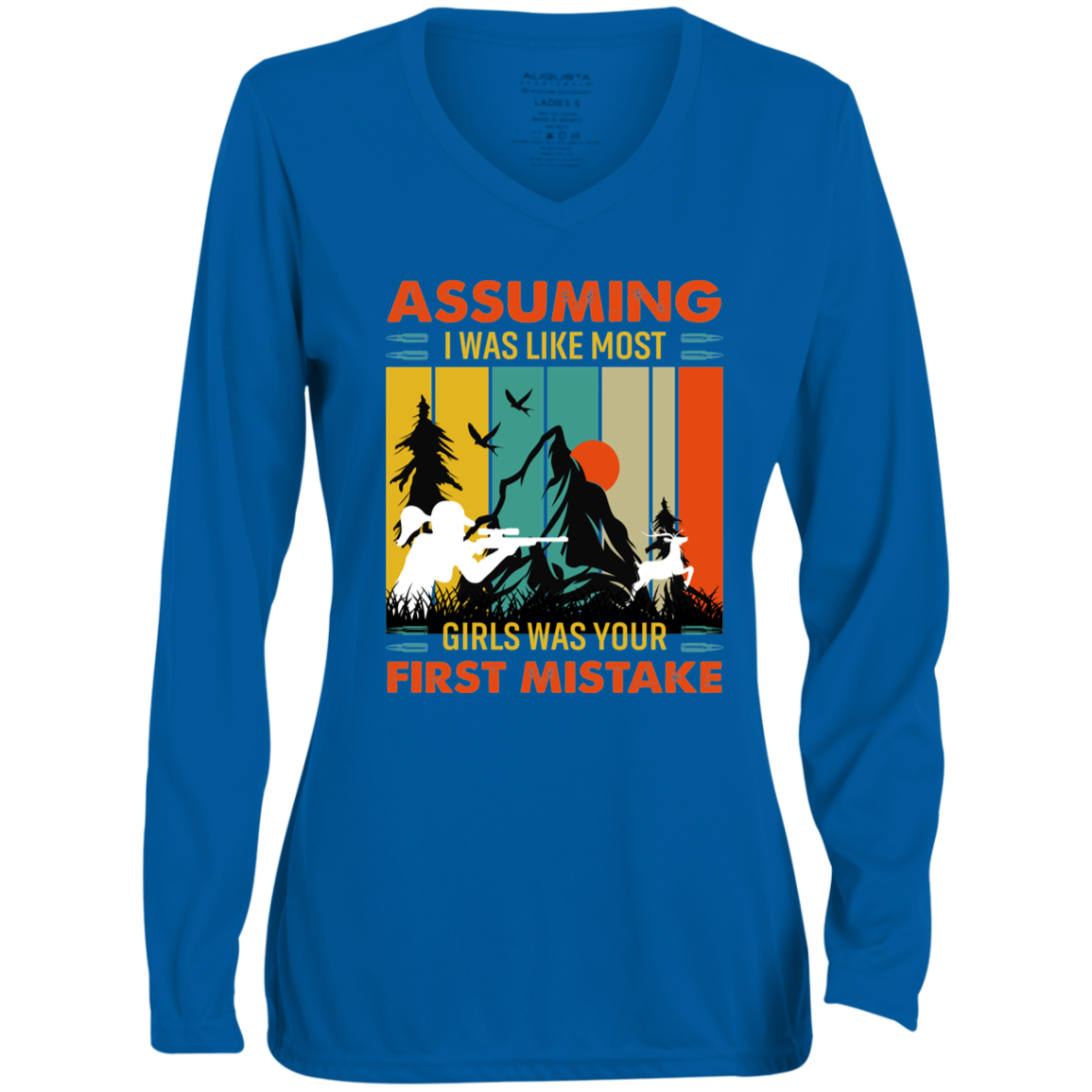 Ladies' Moisture-Wicking Long Sleeve V-Neck Tee