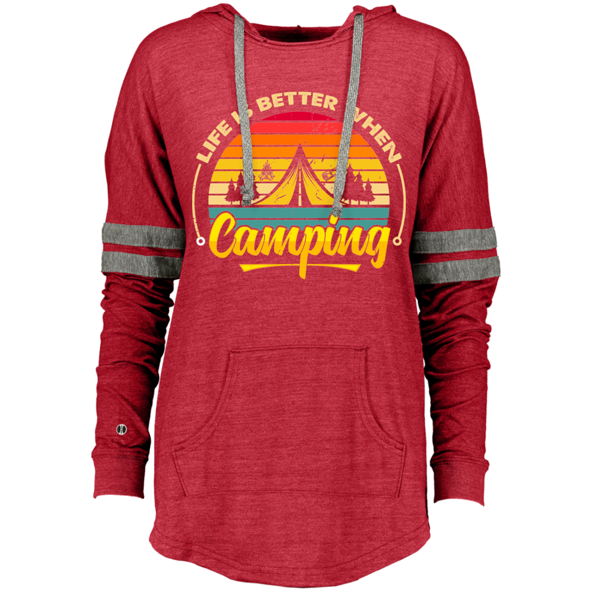 Ladies Hooded Low Key Pullover_camping