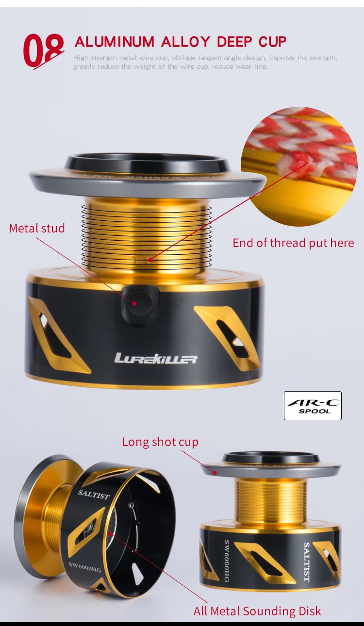 Full Metal Saltwater Spinning Jigging Reel – Heavy Duty Ocean Fishing Reel with 35KG Drag