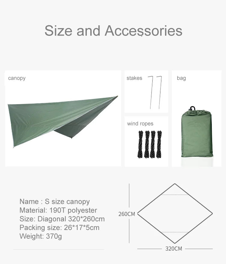 Camping Hammock with Mosquito Net & Rain Fly