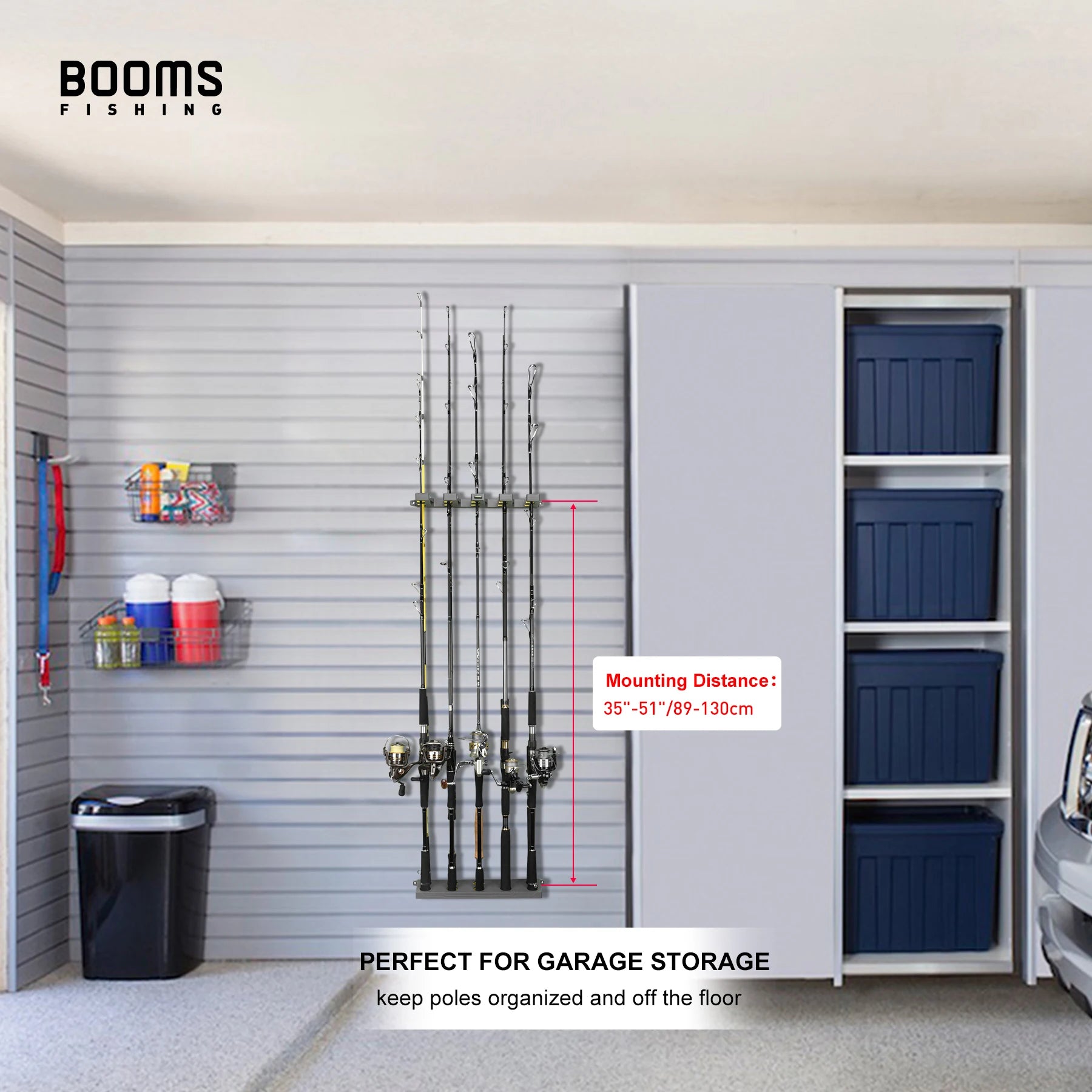 Heavy Duty Wall Fishing Rod Holder Rack – Vertical Storage Organizer for Up to 10 Rods