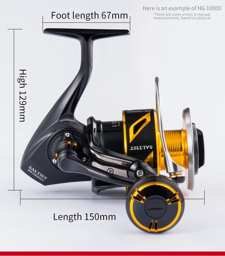 Full Metal Saltwater Spinning Jigging Reel – Heavy Duty Ocean Fishing Reel with 35KG Drag