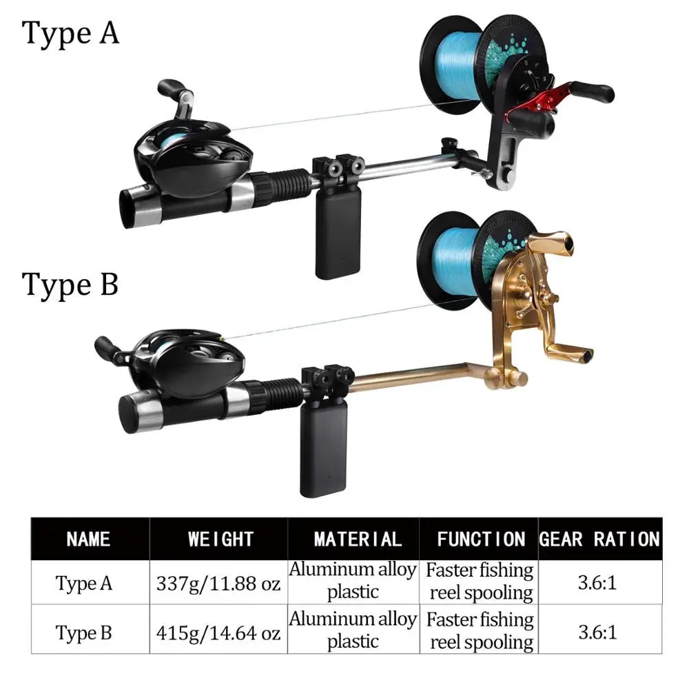 Portable Aluminum Fishing Line Spooler – Heavy Duty Handheld Reel Line Winder Tool