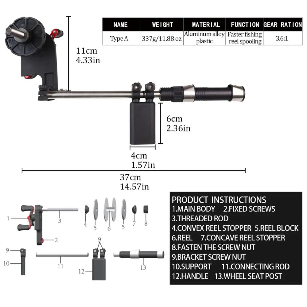 Portable Aluminum Fishing Line Spooler – Heavy Duty Handheld Reel Line Winder Tool