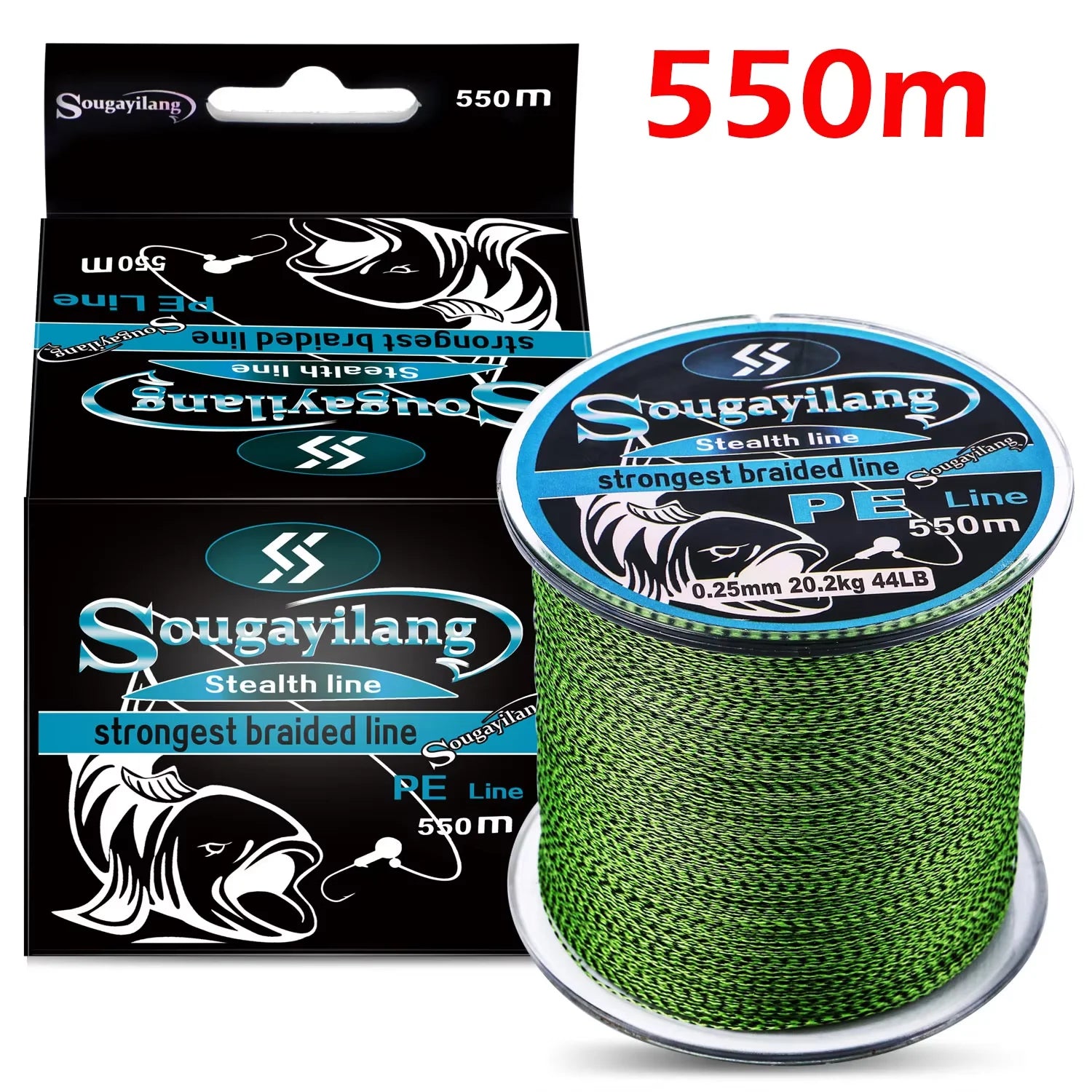 Heavy Duty PE Braided Fishing Line – 4-Strand Multifilament Fishing Wire (15LB-65LB, 100M-550M)