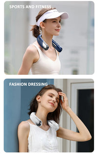 Wearable Neck Fan with LED Display – 360° Portable Cooling Fan, 5 Speeds & Low Noise Design