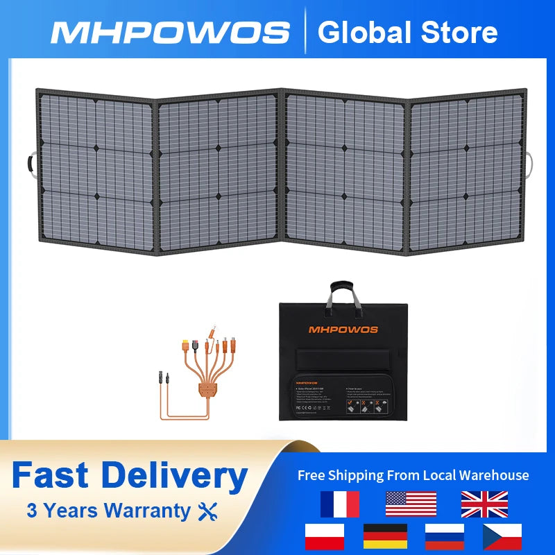 MHPOWOS 220W Foldable Solar Panel – Portable MC4 Solar Charger for Camping & Power Stations