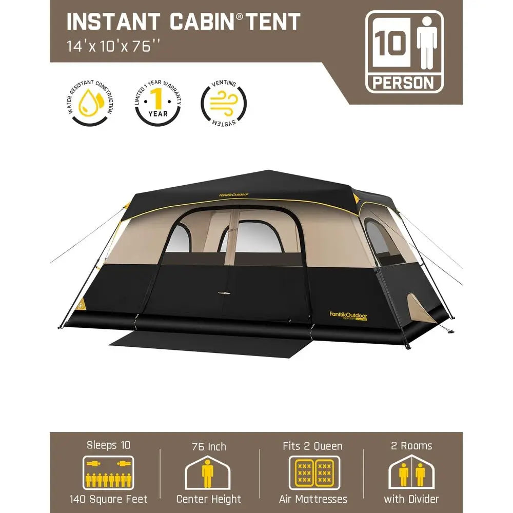 4-10 Person Cabin Camping Tent – Quick Setup Waterproof Windproof Family Tent for Camping & Hiking