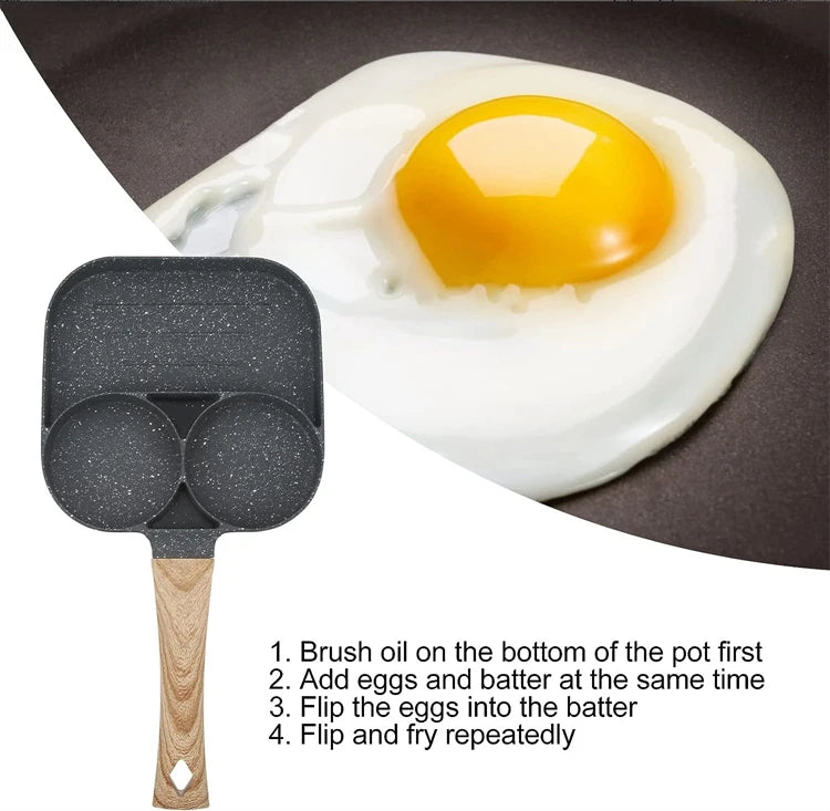 Pancake Egg Frying Pan 4 Cups Omelet Poached Egg Pan for Breakfast Divided Coating with Non Sticking Handle JT888