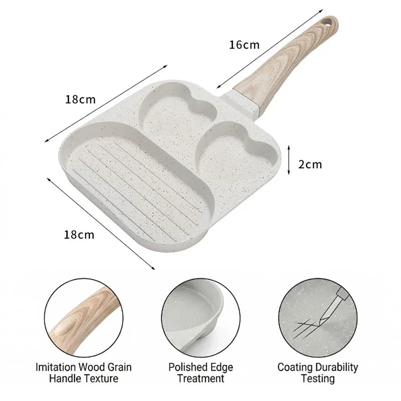 Nonstick Omelette Skillet Egg Frying Pan Heart-Shaped Healthy Breakfast Pancake Hamburger Bacon Pan with Heat-Resistant Handle