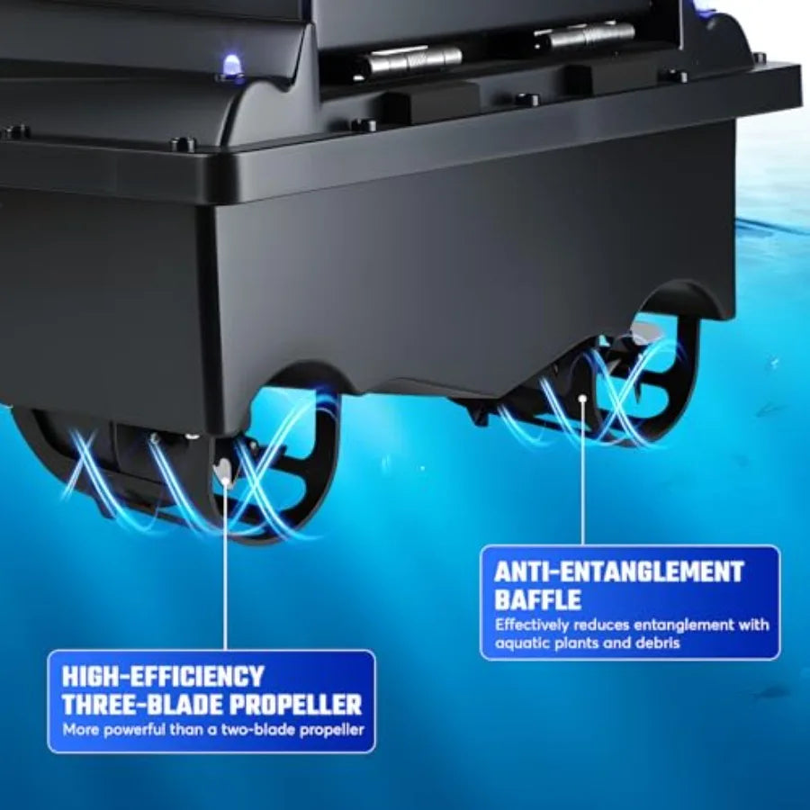 Remote Control Boat Fishing Drone with Bait Release 546-Yard Range Black Fishing Boat with 12000mAh Battery Dual Motor Battery