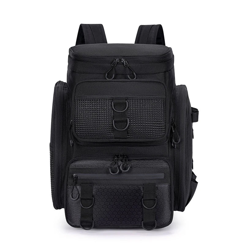Heavy Duty Fishing Backpack with Rod Holders – Waterproof Multifunctional Tackle Storage Bag for Fishing & Hiking