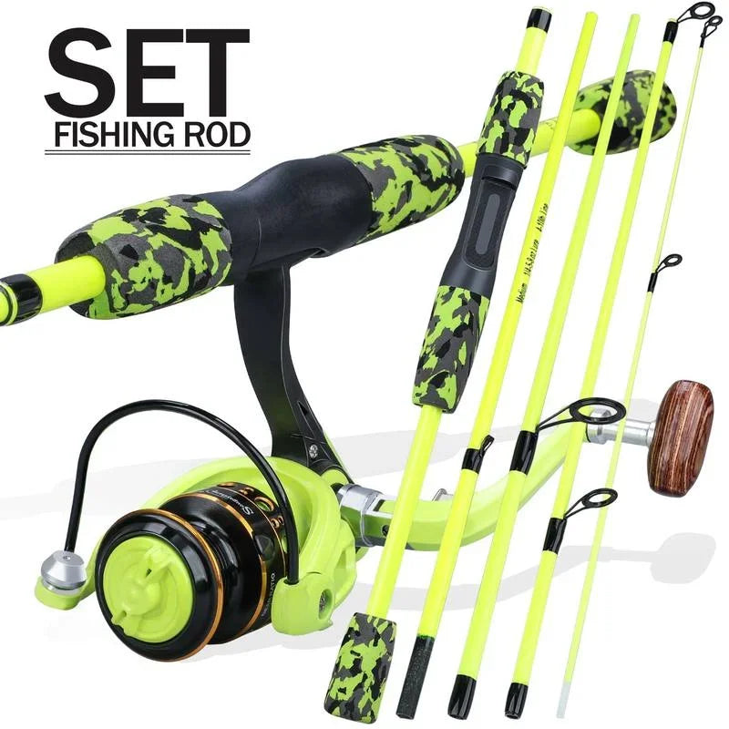 Portable 5-Section Fishing Rod & Reel Combo – Heavy Duty Spinning Fishing Set with 1000-3000 Reel