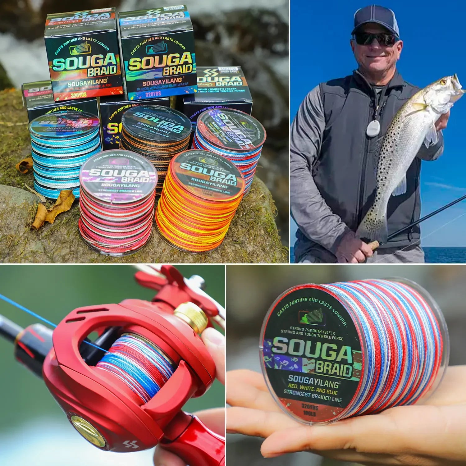 Heavy Duty 4-Strand Braided Fishing Line – PE Multifilament Fishing Wire for Saltwater & Freshwater Fishing