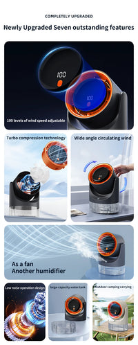 TINSOL Mini Mist Cooling Fan – 360° Adjustable Ice-Cool Humidifier Air Circulator