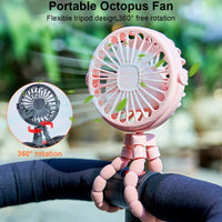 Mini Rechargeable Clip Fan – 360° Rotating Stroller, Bike & Car Tripod Fan