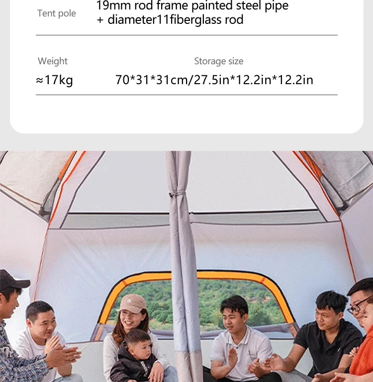 Upgraded 4 Season Camping Tent 3-12 Person Waterproof Windproof Double Layer 2 Room Family Outdoor Backpacking Equipment