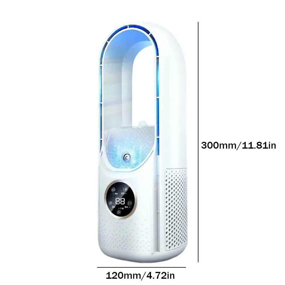 Portable Mini Air Cooler Fan – USB Bladeless Cooling Fan with 6 Speeds & Timer