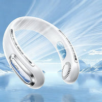 Mini Bladeless Neck Fan – USB Rechargeable Portable Hanging Fan with LED Digital Display