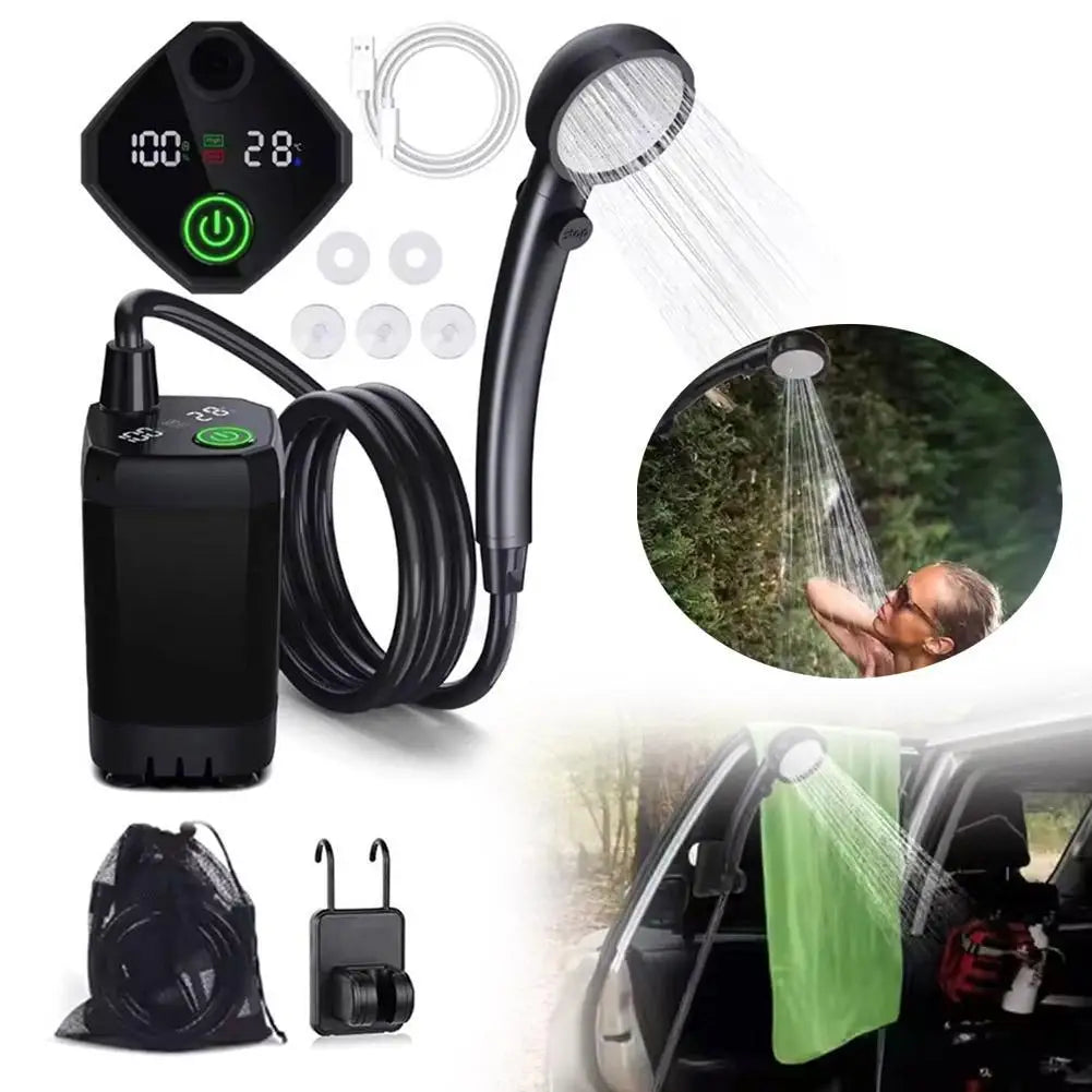 Outdoor Portable Camping Shower – 6000mAh Rechargeable LED Display