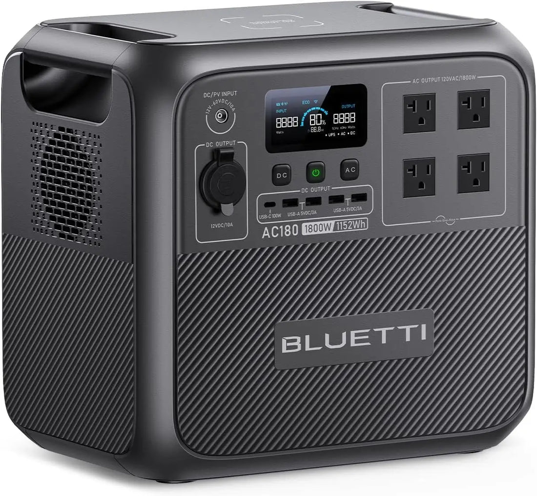BLUETTI AC180 (1152Wh) Portable Power Station – 1800W Fast-Charging Solar Generator for Backup & Camping