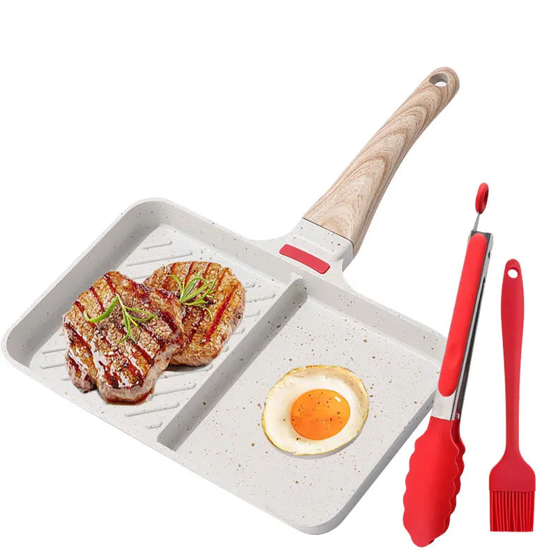 2-Section Nonstick Breakfast Frying Pan – Divided Egg, Steak & Omelette Skillet
