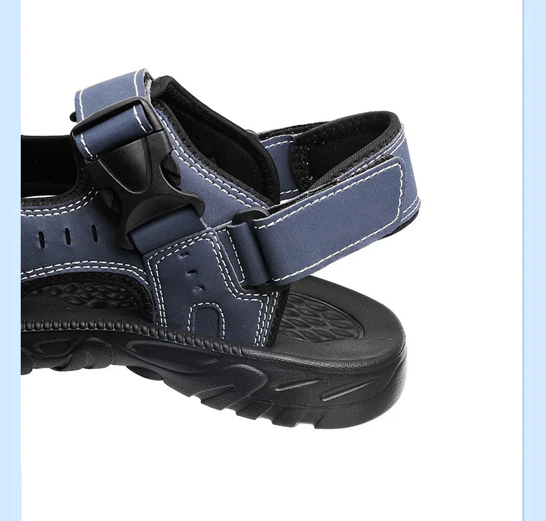 Men's Leather Hiking Sandals Lightweight Beach Walking Shoes