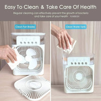 3-in-1 Portable Air Cooler Fan – LED Light, Humidifier & Water Spray Fan for Travel