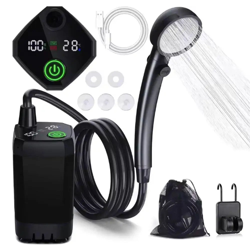 Outdoor Portable Camping Shower – 6000mAh Rechargeable LED Display