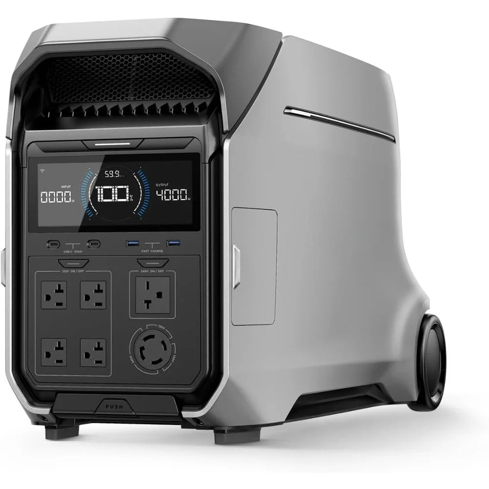 4096Wh Portable Power Station – 4000W AC Output, 120V/240V LFP Battery, Expandable to 48kWh Solar Generator for Whole Home Backup