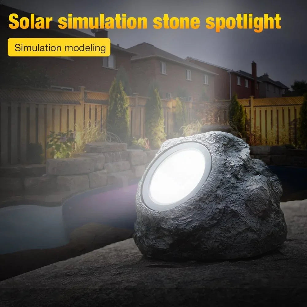 Solar Powered Rock Landscape Light – Waterproof LED Garden Spotlight for Lawn & Pathway Lighting
