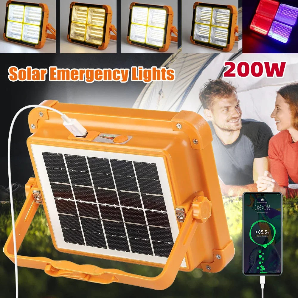 200W Portable Camping Lamp Solar Rechargeable with Magnet