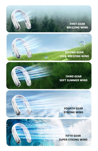 Wearable Neck Fan with LED Display – 360° Portable Cooling Fan, 5 Speeds & Low Noise Design